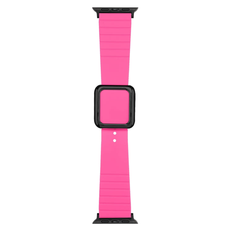 Black Square Buckle Silicone Watch Band For Apple Watch Series, 7 45mm / 6&SE&5&4 44mm / 3&2&1 42mm, 7 41mm / 6&SE&5&4 40mm / 3&2&1 38mm