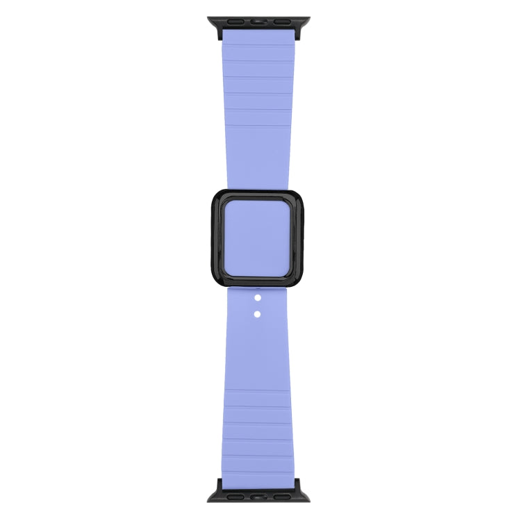 Black Square Buckle Silicone Watch Band For Apple Watch Series, 7 45mm / 6&SE&5&4 44mm / 3&2&1 42mm, 7 41mm / 6&SE&5&4 40mm / 3&2&1 38mm