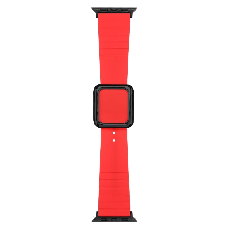 Black Square Buckle Silicone Watch Band For Apple Watch Series, 7 45mm / 6&SE&5&4 44mm / 3&2&1 42mm, 7 41mm / 6&SE&5&4 40mm / 3&2&1 38mm