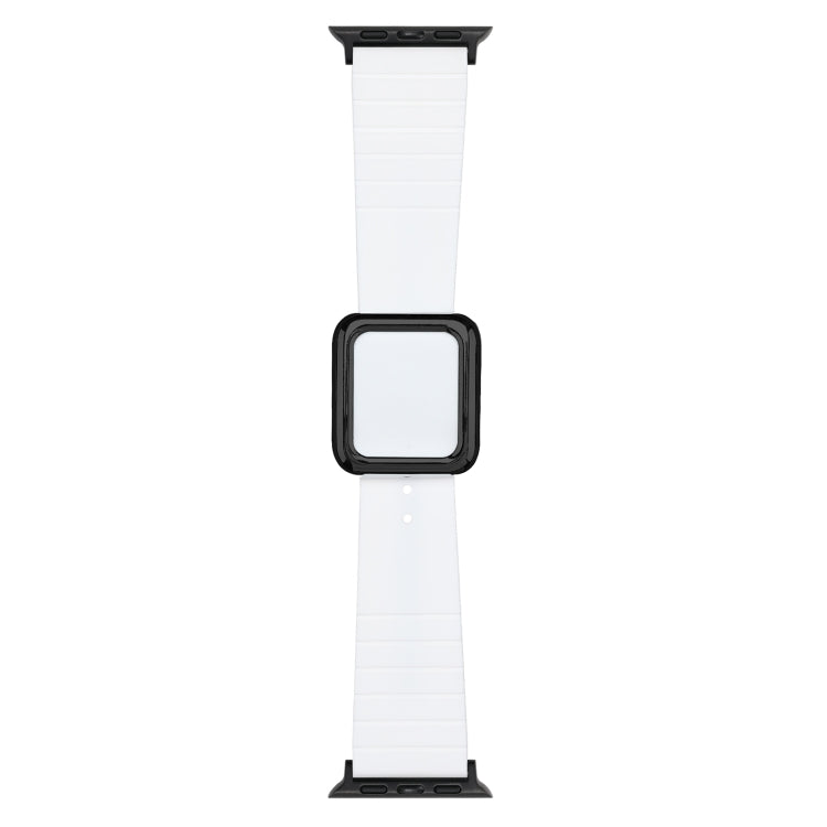 Black Square Buckle Silicone Watch Band For Apple Watch Series, 7 45mm / 6&SE&5&4 44mm / 3&2&1 42mm, 7 41mm / 6&SE&5&4 40mm / 3&2&1 38mm
