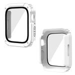 2 in 1 Screen Tempered Glass Film Protective Case, For Apple Watch Series 9 / 8 / 7 45mm, For Apple Watch Series 9 / 8 / 7 41mm, For Apple Watch Series 6 / 5 / 4 / SE 44mm, For Apple Watch Series 6 / 5 / 4 / SE 40mm, For Apple Watch Series 3 & 2 & 1 42...