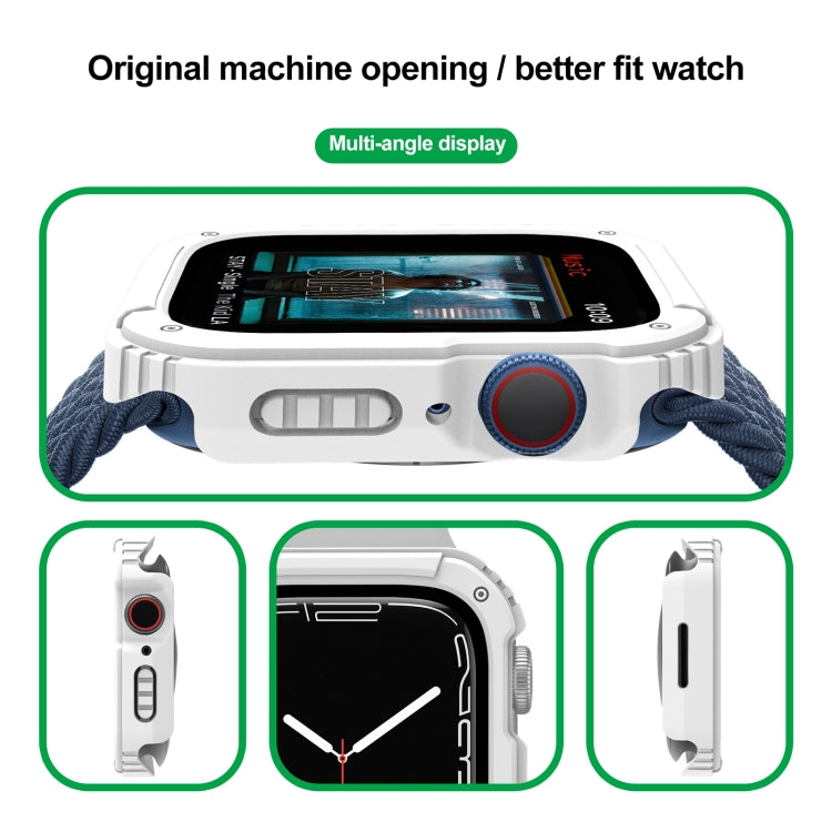 2 in 1 Screen Tempered Glass Film Protective Case, For Apple Watch Series 9 / 8 / 7 45mm, For Apple Watch Series 9 / 8 / 7 41mm, For Apple Watch Series 6 / 5 / 4 / SE 44mm, For Apple Watch Series 6 / 5 / 4 / SE 40mm, For Apple Watch Series 3 & 2 & 1 42...