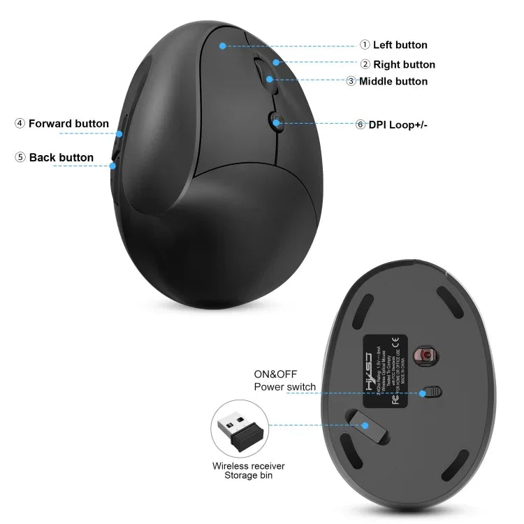 X10 2.4G Wireless Rechargeable Vertical Ergonomic Gaming Mouse, X10 Rechargeable (Black), X10 Rechargeable (Grey)