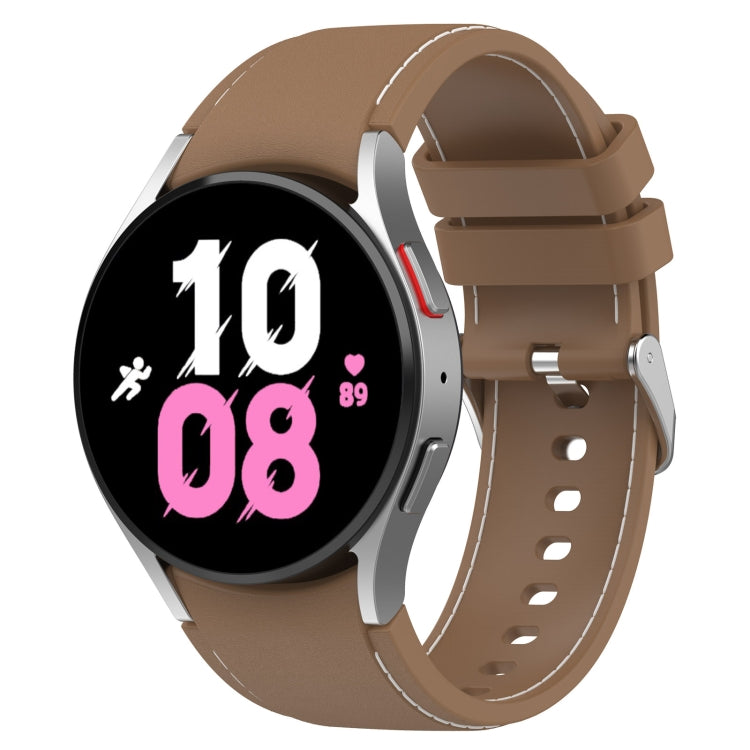 Universal Leather Texture Silicone Watch Band, For Samsung Galaxy Watch5 / Watch5 Pro /  Watch4