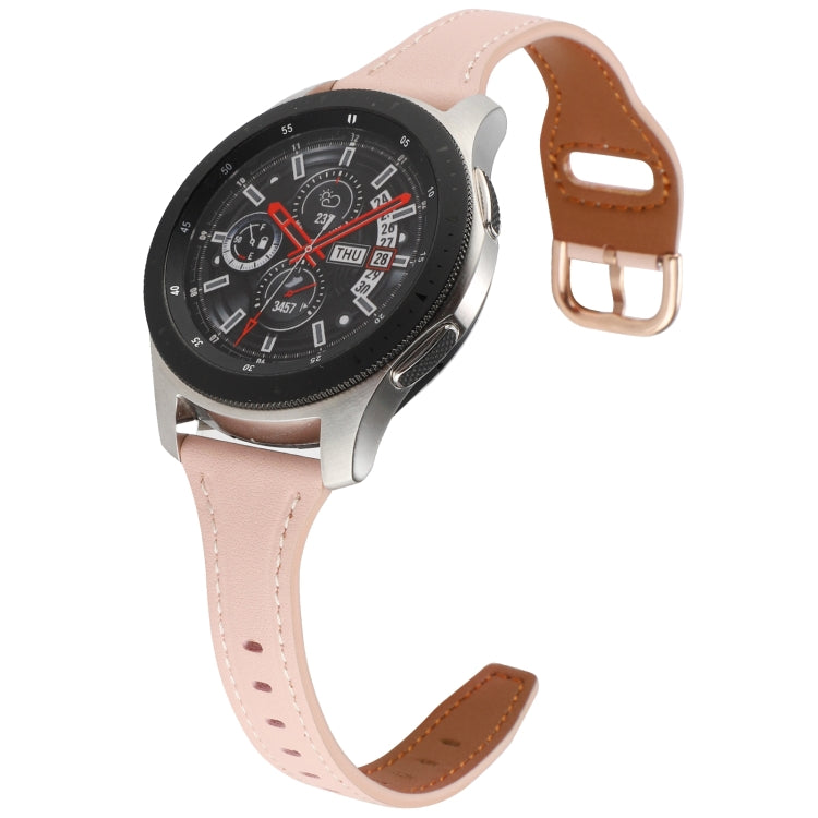 22mm Reverse Buckle Genuine Leather Watch Band, For Samsung Galaxy Watch3 / Huawei Watch GT3 Pro
