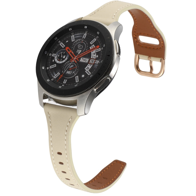 22mm Reverse Buckle Genuine Leather Watch Band, For Samsung Galaxy Watch3 / Huawei Watch GT3 Pro