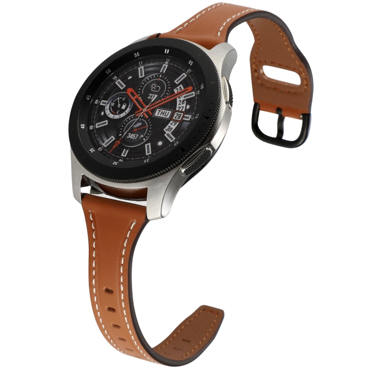 22mm Reverse Buckle Genuine Leather Watch Band, For Samsung Galaxy Watch3 / Huawei Watch GT3 Pro