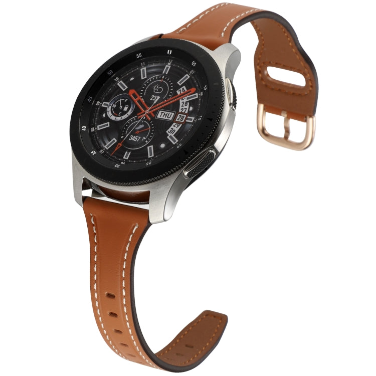 22mm Reverse Buckle Genuine Leather Watch Band, For Samsung Galaxy Watch3 / Huawei Watch GT3 Pro