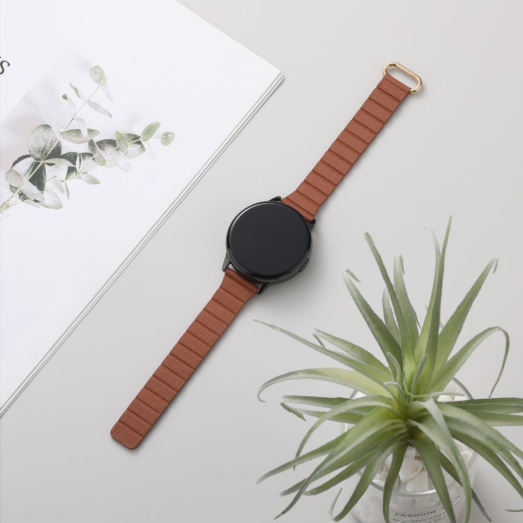 22mm Magnetic Buckle Leather Watch Band, For Samsung Galaxy Watch3 45mm