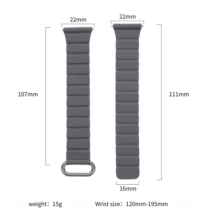 22mm Magnetic Buckle Leather Watch Band, For Samsung Galaxy Watch3 45mm