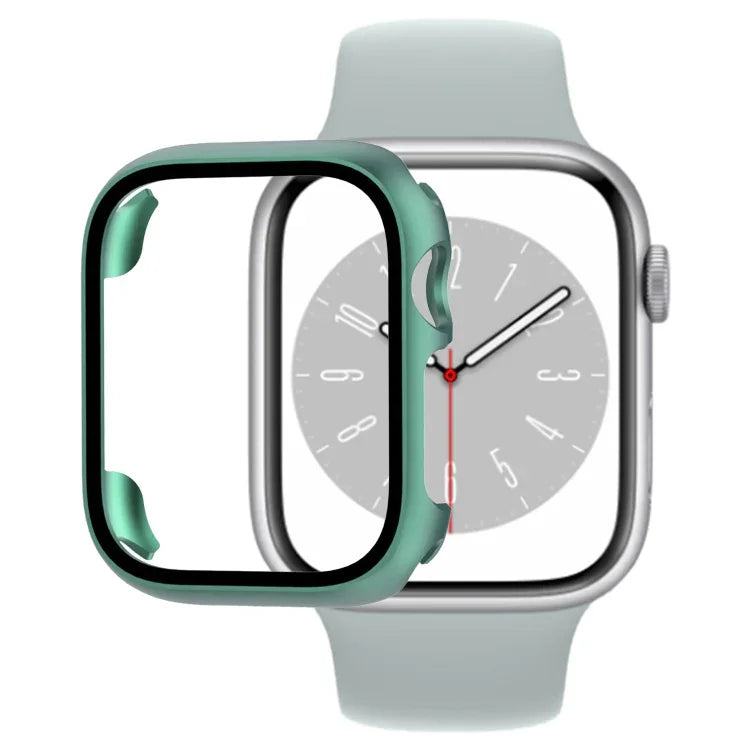 غطاء ساعة من PC مع فيلم زجاج مقسى، لساعة Apple Watch السلسلة 9 / 8 / 7 41مم، لساعة Apple Watch السلسلة 9 / 8 / 7 45مم