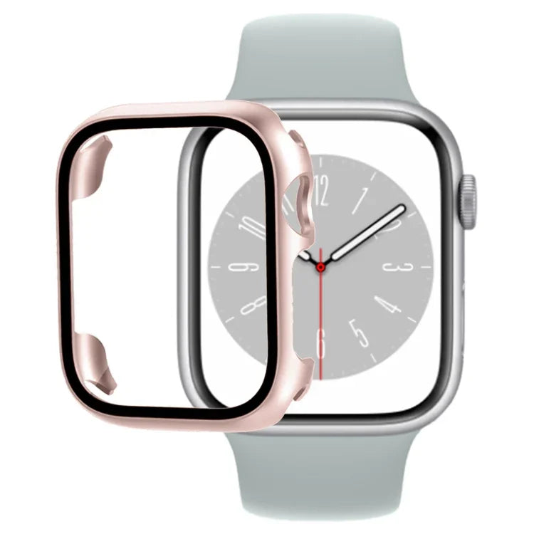 غطاء ساعة من PC مع فيلم زجاج مقسى، لساعة Apple Watch السلسلة 9 / 8 / 7 41مم، لساعة Apple Watch السلسلة 9 / 8 / 7 45مم