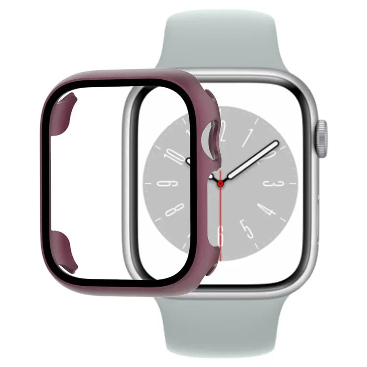 غطاء ساعة من PC مع فيلم زجاج مقسى، لساعة Apple Watch السلسلة 9 / 8 / 7 41مم، لساعة Apple Watch السلسلة 9 / 8 / 7 45مم