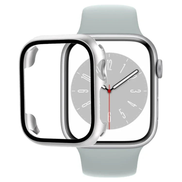 غطاء ساعة من PC مع فيلم زجاج مقسى، لساعة Apple Watch السلسلة 9 / 8 / 7 41مم، لساعة Apple Watch السلسلة 9 / 8 / 7 45مم