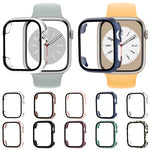 غطاء ساعة من PC مع فيلم زجاج مقسى، لساعة Apple Watch السلسلة 9 / 8 / 7 41مم، لساعة Apple Watch السلسلة 9 / 8 / 7 45مم