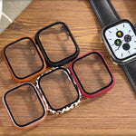 غطاء ساعة من PC مع فيلم زجاج مقسى، لساعة Apple Watch السلسلة 9 / 8 / 7 41مم، لساعة Apple Watch السلسلة 9 / 8 / 7 45مم
