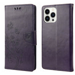 Butterfly Flower Pattern Flip Leather Phone Case, For iPhone 14, For iPhone 14 Plus, For iPhone 14 Pro, For iPhone 14 Pro Max