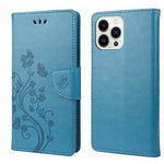 Butterfly Flower Pattern Flip Leather Phone Case, For iPhone 14, For iPhone 14 Plus, For iPhone 14 Pro, For iPhone 14 Pro Max