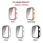 Tempered Glass Film Plating PC Watch Case, For Apple Watch Series 9 / 8 & 7 45mm, For Apple Watch Series 9 / 8 & 7 41mm