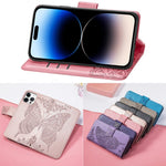 Butterfly Embossing Leather Case, For iPhone 14 Pro Max, For iPhone 14 Pro, For iPhone 14, For iPhone 14 Plus