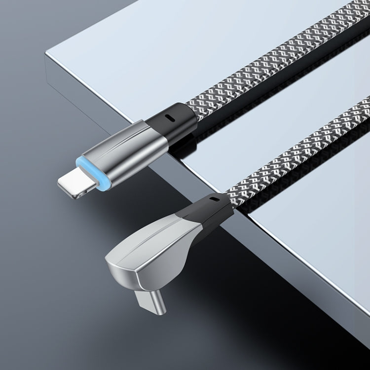 كابل بيانات شحن سريع USB-C/Type-C إلى 8 دبابيس بزاوية 3 أمبير، Type-C إلى 8 دبابيس بطول 1.2 متر، Type-C إلى 8 دبابيس بطول 2 متر