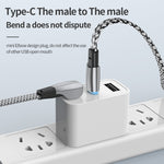 كابل بيانات شحن سريع USB-C/Type-C إلى 8 دبابيس بزاوية 3 أمبير، Type-C إلى 8 دبابيس بطول 1.2 متر، Type-C إلى 8 دبابيس بطول 2 متر