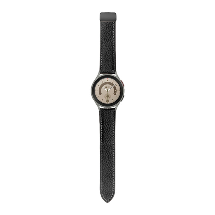 Bracelet de montre en cuir véritable couleur litchi pour Samsung Galaxy Watch5 40 mm / 44 mm