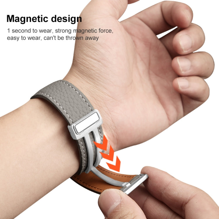 Bracelet de montre en cuir véritable couleur litchi pour Samsung Galaxy Watch5 40 mm / 44 mm