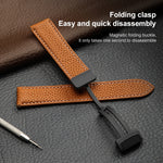 Bracelet de montre en cuir véritable couleur litchi pour Samsung Galaxy Watch5 40 mm / 44 mm