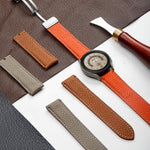 Bracelet de montre en cuir véritable couleur litchi pour Samsung Galaxy Watch5 40 mm / 44 mm