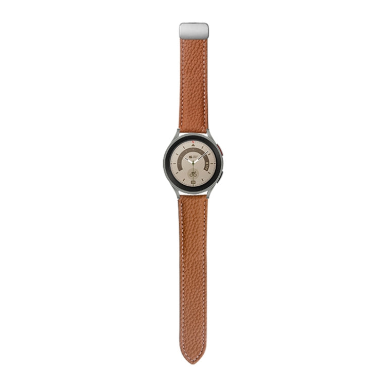 Bracelet de montre en cuir véritable couleur litchi pour Samsung Galaxy Watch5 40 mm / 44 mm