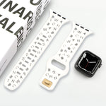 English Letters Silicone Watch Band, For Apple Watch Ultra 49mm / Series 8&7 45mm / SE 2&6&SE&5&4 44mm / 3&2&1 42mm, For Apple Watch Series 8&7 41mm / SE 2&6&SE&5&4 40mm / 3&2&1 38mm