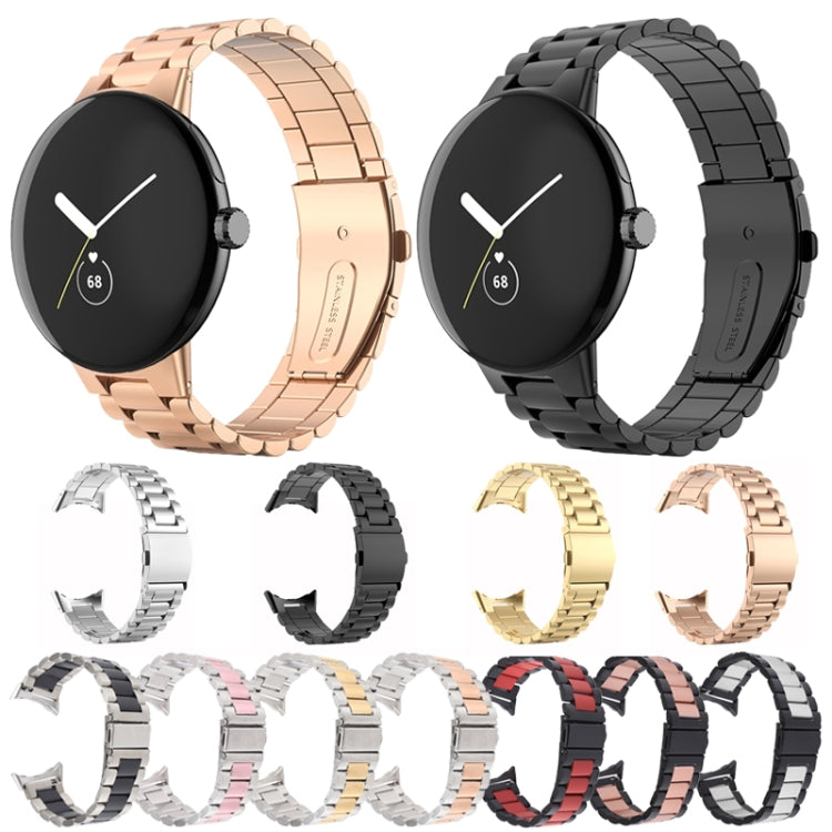 Three Strains Stainless Steel Metal Watch Band, For Google Pixel Watch 4 / 3 / 2 / 1 41mm