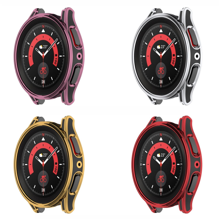 Hanging Sculpture Two-color Protective Watch Case with Tempered Glass Film, For Samsung Galaxy Watch5 Pro 45mm, For Samsung Galaxy Watch5 40mm, For Samsung Galaxy Watch5 44mm, For Samsung Galaxy Watch4 40mm, For Samsung Galaxy Watch4 44mm