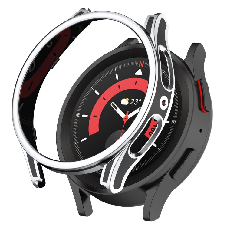 Hanging Sculpture Two-color Protective Watch Case with Tempered Glass Film, For Samsung Galaxy Watch5 Pro 45mm, For Samsung Galaxy Watch5 40mm, For Samsung Galaxy Watch5 44mm, For Samsung Galaxy Watch4 40mm, For Samsung Galaxy Watch4 44mm