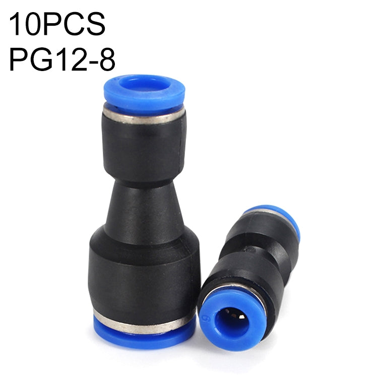 LAIZE 10pcs Plastic Reducing Straight Pneumatic Quick Fitting Connector, PG6-4, PG8-4, PG8-6, PG10-6, PG10-8, PG12-8, PG12-10, PG16-12
