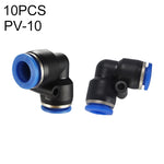 LAIZE 10pcs Plastic Elbow Pneumatic Quick Fitting Connector, PV-4, PV-6, PV-8, PV-10, PV-12, PV-14, PV-16