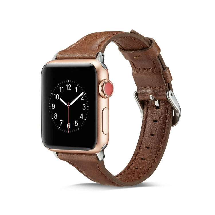 Thin Leather Replacement Wrist Strap Watchband, For Apple Watch 5/4 44mm & 3/2/1 42mm, For Apple Watch 5/4 40mm & 3/2/1 38mm