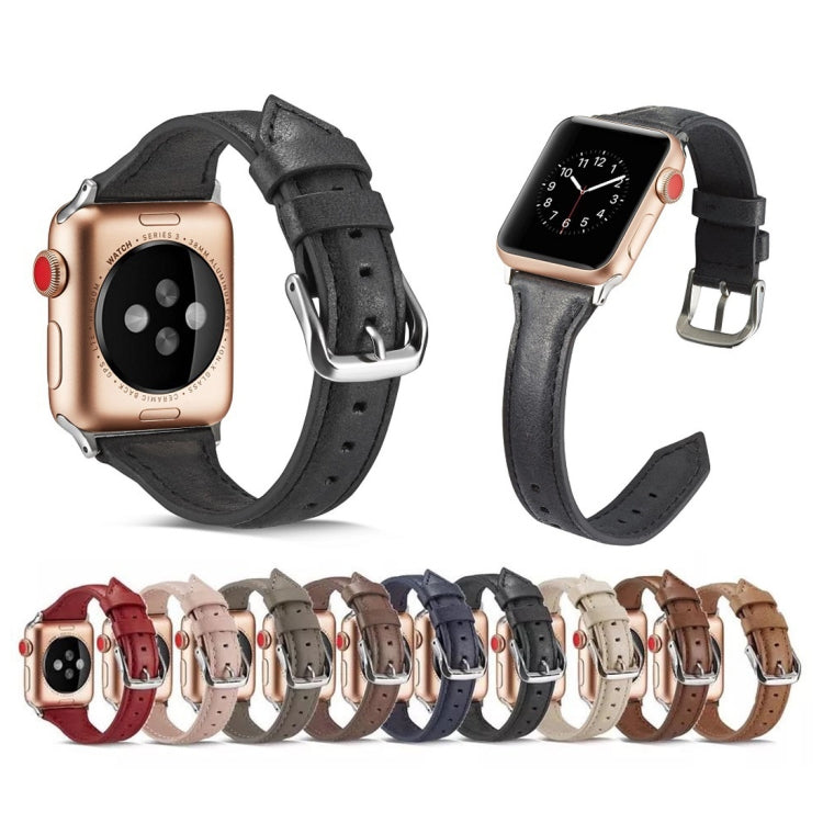 Thin Leather Replacement Wrist Strap Watchband, For Apple Watch 5/4 44mm & 3/2/1 42mm, For Apple Watch 5/4 40mm & 3/2/1 38mm