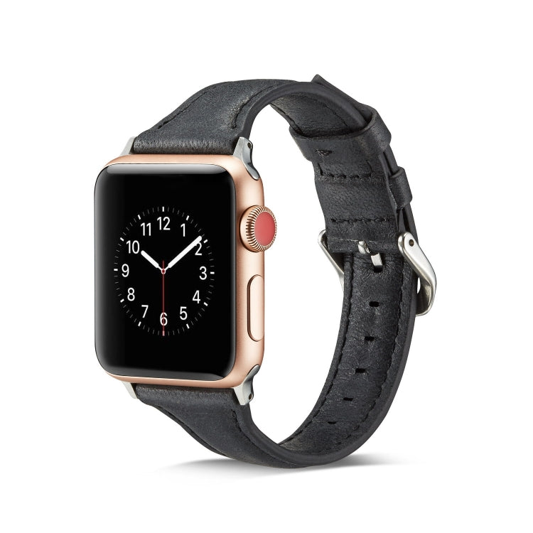 Thin Leather Replacement Wrist Strap Watchband, For Apple Watch 5/4 44mm & 3/2/1 42mm, For Apple Watch 5/4 40mm & 3/2/1 38mm