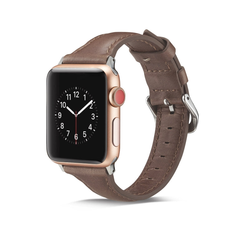 Thin Leather Replacement Wrist Strap Watchband, For Apple Watch 5/4 44mm & 3/2/1 42mm, For Apple Watch 5/4 40mm & 3/2/1 38mm