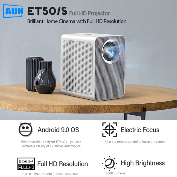 جهاز عرض صغير ذكي LED بقياس 4 إنش AUN ET50، 180 لومن، 1920x1080P، قابس أمريكي، قابس أوروبي، قابس بريطاني، قابس أسترالي