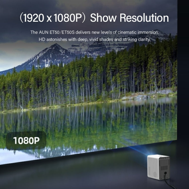 جهاز عرض صغير ذكي LED بقياس 4 إنش AUN ET50، 180 لومن، 1920x1080P، قابس أمريكي، قابس أوروبي، قابس بريطاني، قابس أسترالي