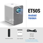 جهاز عرض صغير ذكي LED بقياس 4 إنش AUN ET50، 180 لومن، 1920x1080P، قابس أمريكي، قابس أوروبي، قابس بريطاني، قابس أسترالي