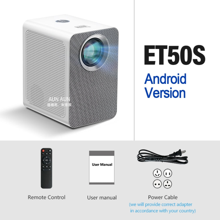 جهاز عرض صغير ذكي LED بقياس 4 إنش AUN ET50، 180 لومن، 1920x1080P، قابس أمريكي، قابس أوروبي، قابس بريطاني، قابس أسترالي
