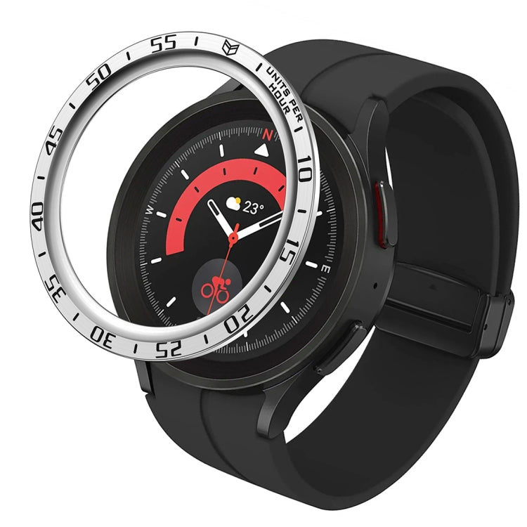 Gehäuse aus Stahl mit Zifferblattschutz, passend für Samsung Galaxy Watch5 Pro 45 mm (A-Style) und Samsung Galaxy Watch5 Pro 45 mm (E-Style).
