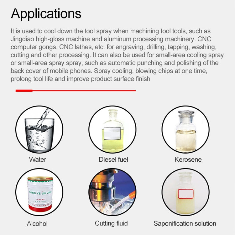 CNC Lathe Mist Coolant Lubrication Spray Engraving Machine Cooling Sprayer, Without Magnetic Base, With Magnetic Base