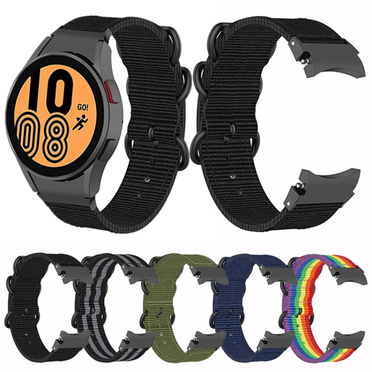 Nylon-Armband mit drei Ringen für Samsung Galaxy Watch4 / Watch4 Classic / Watch5 / Watch5 Pro