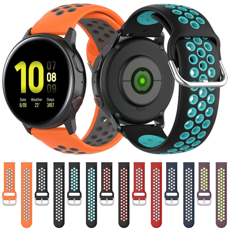 20mm Clasp Two Color Sport Wrist Strap Watchband, For Huawei Watch GT2 42MM, For Galaxy Watch Active2 / Active