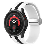 Two-color Silver Buckle Silicone Watch Band, For Samsung Galaxy Watch 5 Pro